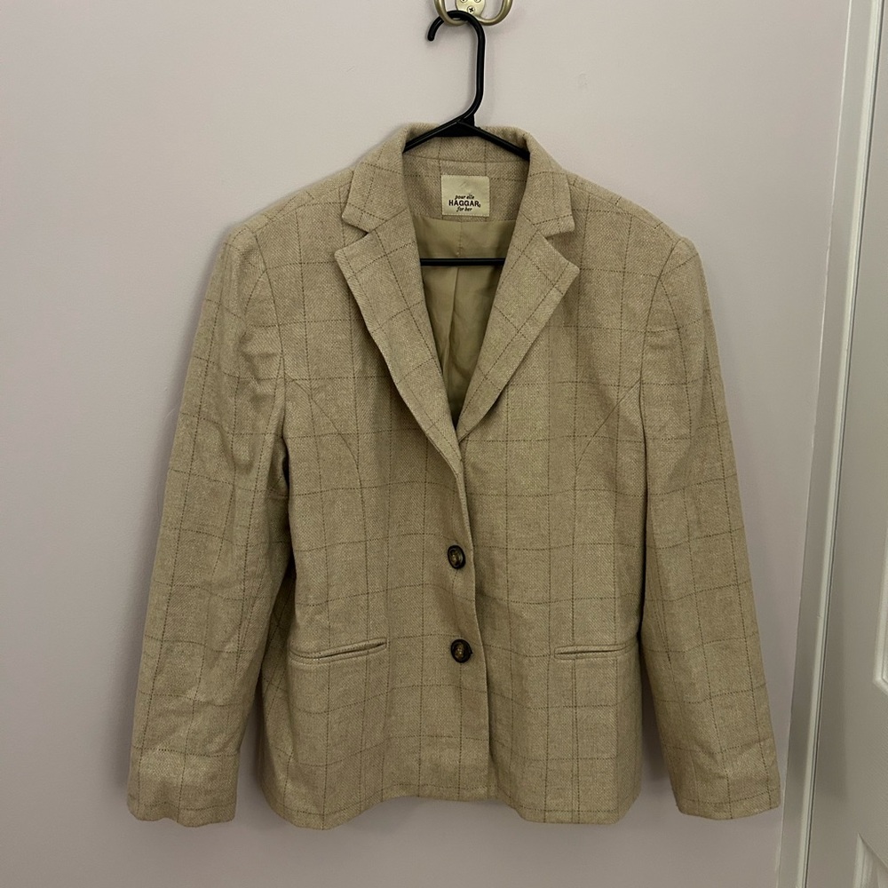 Vintage Made in Canada Beige Plaid Women's Blazer